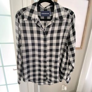 Calvin Klein Black & White Plaid Button Down Shirt